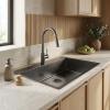 Pure.Sink Luxion Large Gun metal sink 78x50 cm Tapwing with tap hole PLX7850T-61
